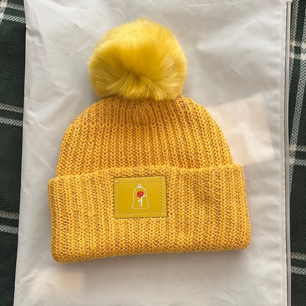 Yellow Knit Pom-Pom Beanie for Kids